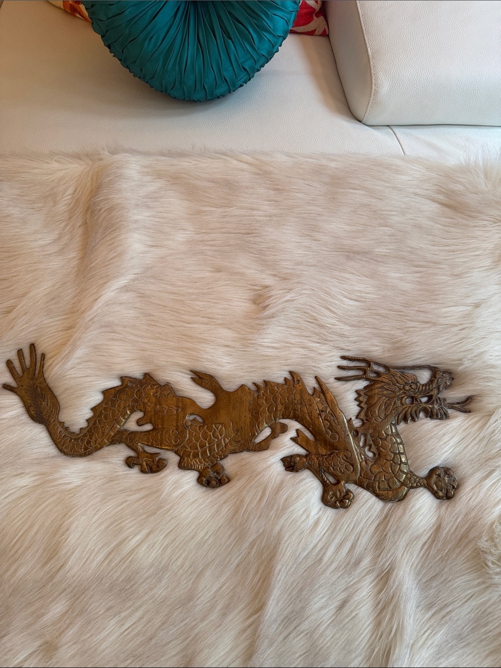 Vintage Brass Dragon Wall Art